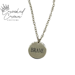 Stainless Steel “Brave” Coin Pendant and Chain