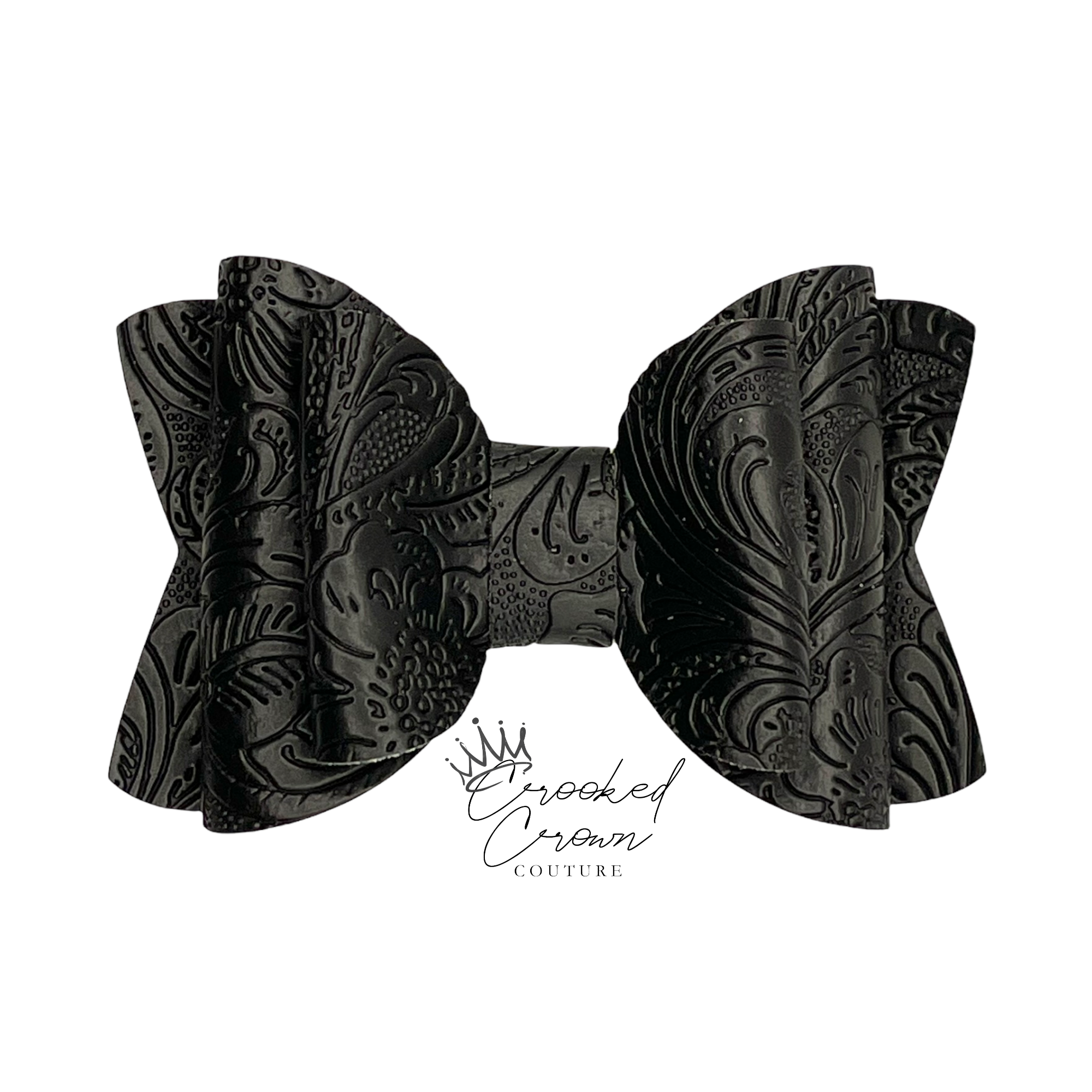 Black Embossed Lace 4” Hair Bow