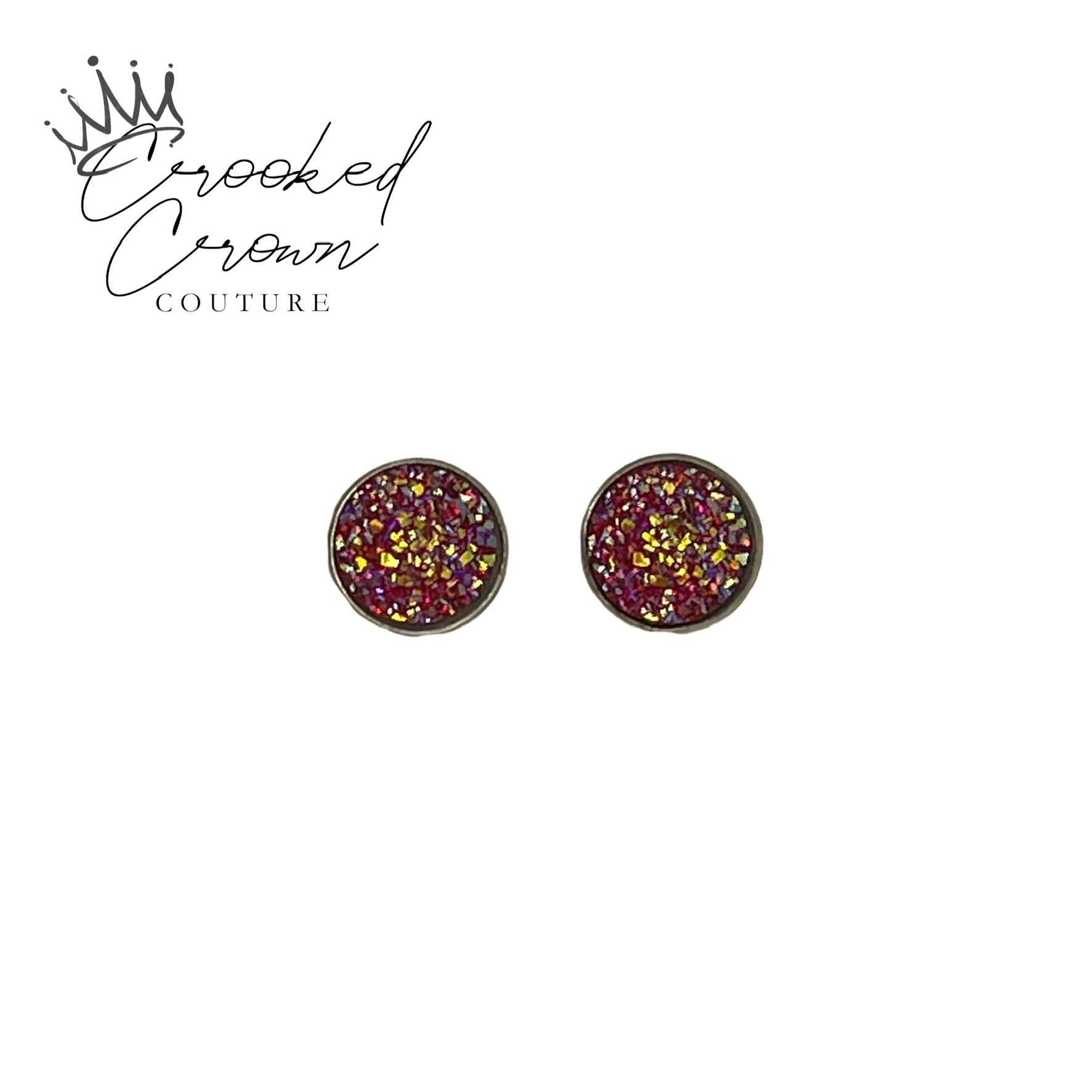 Handcrafted Druzy Stud Earrings 12mm